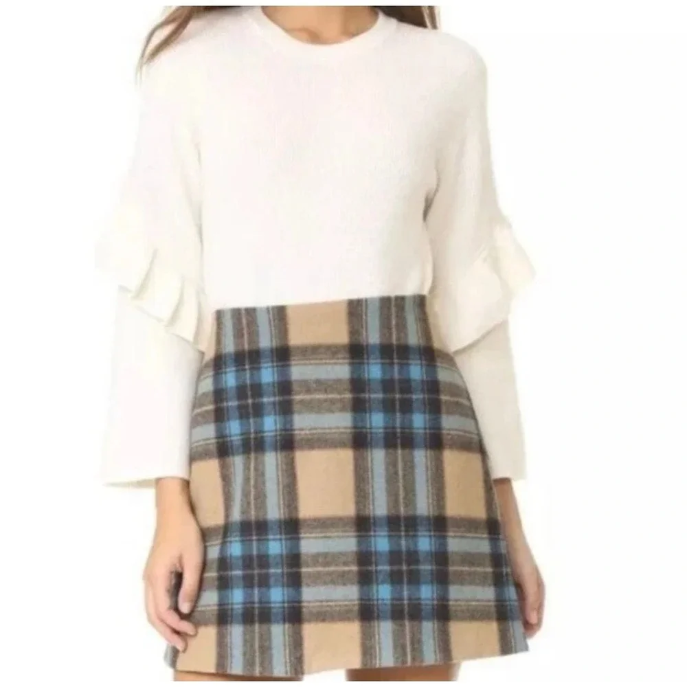 Tory Burch‎ Ashley Cream Ruffle Sweater Medium Minimalist Cottagecore Quiet #304